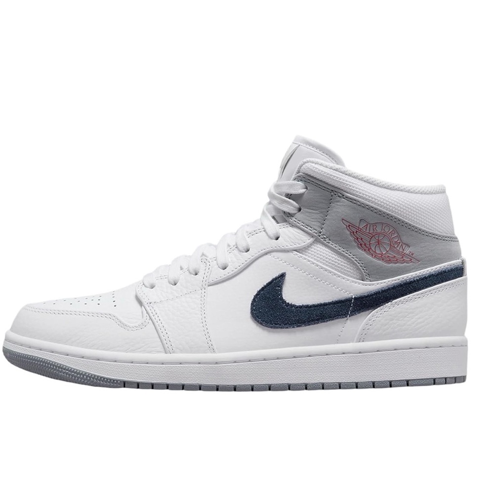 Nike Air Jordan 1 Mid Men’s white/ midnight Navy 100 Paris size 10